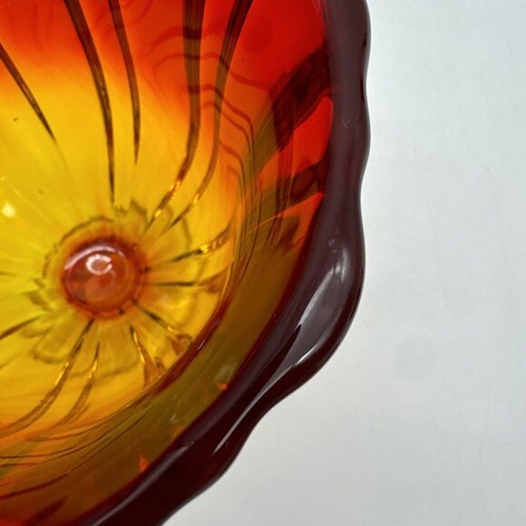 Vintage LE Smith Simplicity  Amberina  Apothecary Jar Candy Dish & Lid MCM Glow - Picture 10 of 11